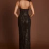 Robe Velia à col bénitier et découpes, ornée de paillettes, motif serpent marron Robe Velia à col bénitier et découpes, ornée de paillettes, motif serpent marron