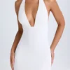 Robe Vella à dos nu et col bénitier, en blanc