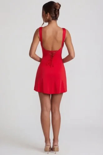 Robe Violetta à nouer dans le dos, rouge