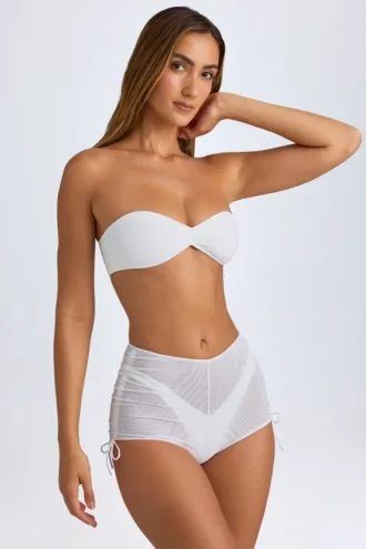 Rocas transparent mini-short à fronces, blanc