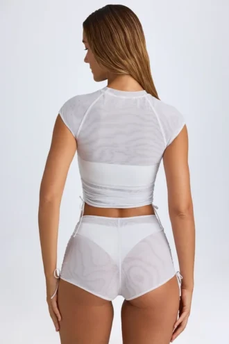 Rocas transparent mini-short à fronces, blanc