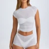Rocas transparent mini-short à fronces, blanc Rocas transparent mini-short à fronces, blanc