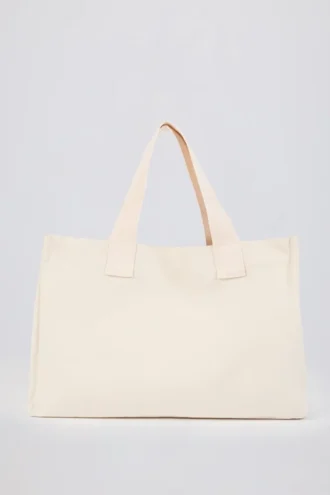 Sac fourre-tout oversize en toile couleur coquille d&rsquo;œuf