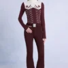 Salopette de ski imperméable à ceinture, couleur bordeaux Salopette de ski imperméable à ceinture, couleur bordeaux