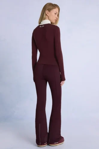Salopette de ski imperméable à ceinture, couleur bordeaux