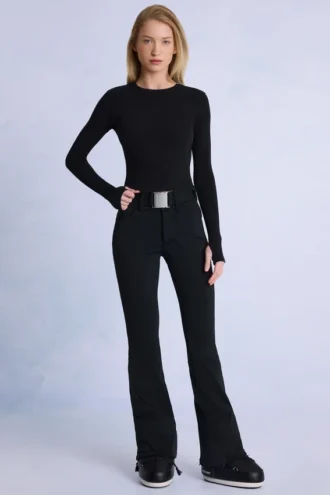 Salopette de ski imperméable à ceinture, en noir