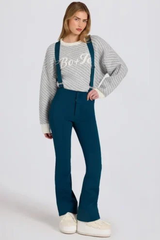 Salopette imperméable à taille haute avec bretelles, couleur bleu sarcelle