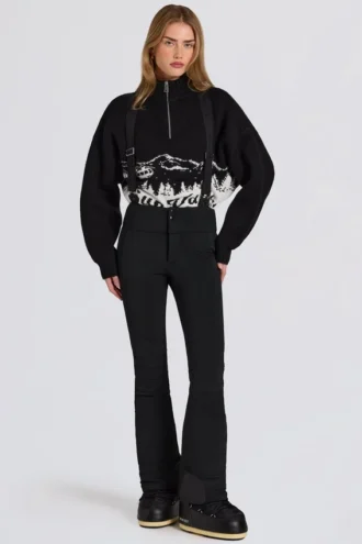 Salopette imperméable à taille haute avec bretelles, en noir