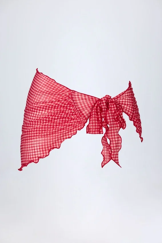 Sarong Molinas à nouer sur le côté, vichy rouge Sarong Molinas à nouer sur le côté, vichy rouge