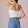 Short Beata à taille haute et coupe trapèze, délavage bleu moyen Short Beata à taille haute et coupe trapèze, délavage bleu moyen