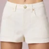Short Beata taille haute évasé, délavage écru Short Beata taille haute évasé, délavage écru