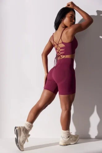 Short de cycliste taille haute Super Sculpt en prune
