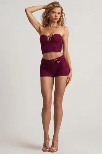 Short Teagan à taille mi-haute en violet baie