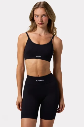 Soutien-gorge de sport FlexiRib à encolure dégagée et dos lacé, noir Soutien-gorge de sport FlexiRib à encolure dégagée et dos lacé, noir