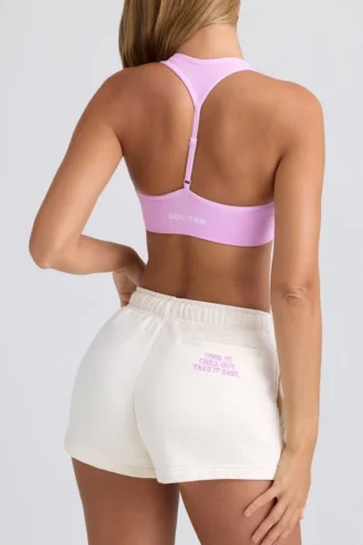 Shorts de survêtement taille mi-haute couleur coquille d&rsquo;œuf