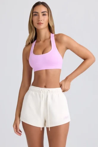 Shorts de survêtement taille mi-haute couleur coquille d&rsquo;œuf