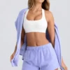 Shorts de survêtement taille mi-haute en bleu pervenche Shorts de survêtement taille mi-haute en bleu pervenche