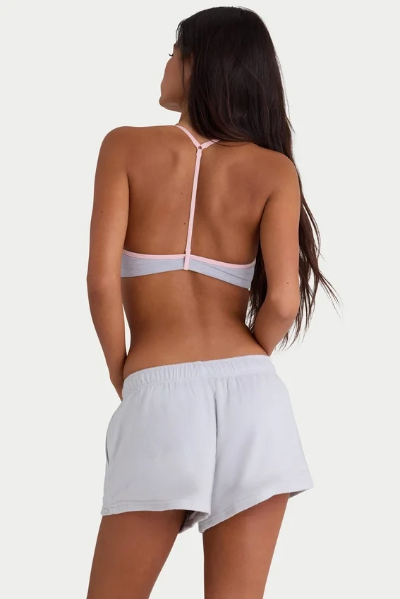 Shorts en jersey brossé élastiqué, couleur gris brume Shorts en jersey brossé élastiqué, couleur gris brume