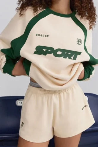 Shorts en jersey de coton doux à taille élastiquée, couleur marbrée