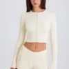 Shorts en maille côtelée à nouer, couleur crème Shorts en maille côtelée à nouer, couleur crème