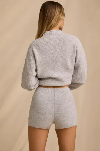 Shorts en maille à taille mi-haute, couleur marbré glacé