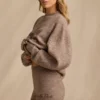 Shorts en maille à taille mi-haute, marron chiné