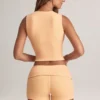 Shorts mi-hauteur à revers Nina en modal couleur pêche Shorts mi-hauteur à revers Nina en modal couleur pêche