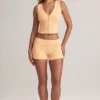 Shorts mi-hauteur à revers Nina en modal couleur pêche Shorts mi-hauteur à revers Nina en modal couleur pêche