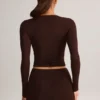 Shorts moulants taille haute Noor en Modal, couleur chocolat Shorts moulants taille haute Noor en Modal, couleur chocolat