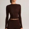 Shorts moulants taille haute Noor en Modal, couleur chocolat Shorts moulants taille haute Noor en Modal, couleur chocolat