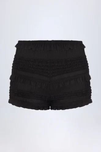 Shorts Orla à volants et taille mi-haute, noir