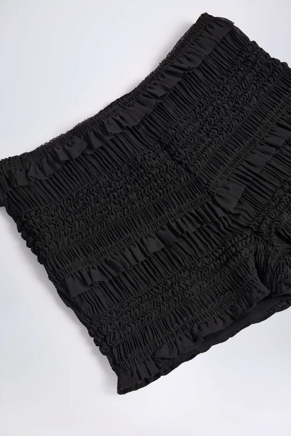 Shorts Orla à volants et taille mi-haute, noir Shorts Orla à volants et taille mi-haute, noir