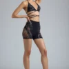 Shorts taille haute orné Bonnie en noir Shorts taille haute orné Bonnie en noir