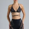 Shorts taille haute orné Bonnie en noir Shorts taille haute orné Bonnie en noir