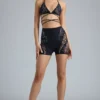 Shorts taille haute orné Bonnie en noir Shorts taille haute orné Bonnie en noir