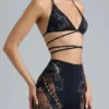 Shorts taille haute orné Bonnie en noir Shorts taille haute orné Bonnie en noir