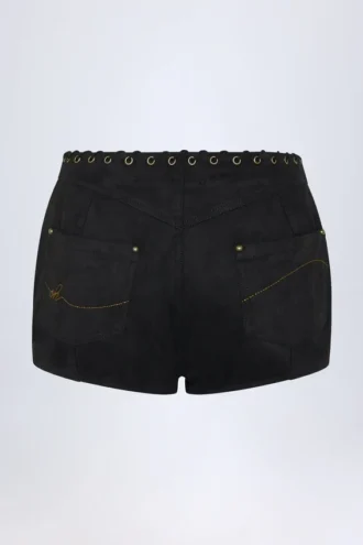 Shorts à taille mi-haute et lacets Parva, noir