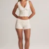 Shorts taille mi-haute à revers Nina en modal à imprimé floral Shorts taille mi-haute à revers Nina en modal à imprimé floral