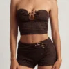 Shorts taille mi-haute Teagan en chocolat noir Shorts taille mi-haute Teagan en chocolat noir