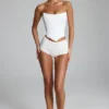 Shorty taille basse Sabrine en jersey fluide, blanc Shorty taille basse Sabrine en jersey fluide, blanc