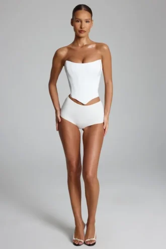 Shorty taille basse Sabrine en jersey fluide, blanc