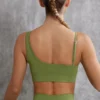 Soutien-gorge de sport asymétrique en olive Soutien-gorge de sport asymétrique en olive