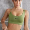 Soutien-gorge de sport asymétrique en olive Soutien-gorge de sport asymétrique en olive