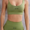 Soutien-gorge de sport asymétrique en olive Soutien-gorge de sport asymétrique en olive