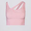 Soutien-gorge de sport asymétrique sans coutures à côtes souples, couleur rose poudré Soutien-gorge de sport asymétrique sans coutures à côtes souples, couleur rose poudré