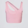 Soutien-gorge de sport asymétrique sans coutures à côtes souples, couleur rose poudré Soutien-gorge de sport asymétrique sans coutures à côtes souples, couleur rose poudré