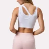 Soutien-gorge de sport asymétrique sans coutures en maille côtelée douce, blanc Soutien-gorge de sport asymétrique sans coutures en maille côtelée douce, blanc