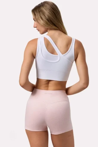 Soutien-gorge de sport asymétrique sans coutures en maille côtelée douce, blanc