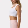 Soutien-gorge de sport asymétrique sans coutures en maille côtelée douce, blanc Soutien-gorge de sport asymétrique sans coutures en maille côtelée douce, blanc