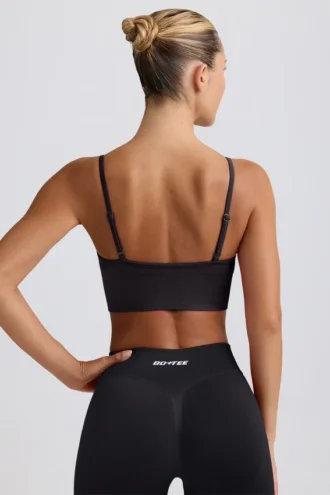 Soutien-gorge de sport à col en V Define Luxe en noir